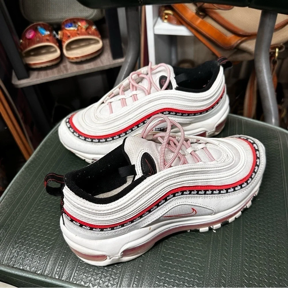 Nike Air Max 97 White/Habanero Red-Black Size 6Y CQ4817-100 shoes